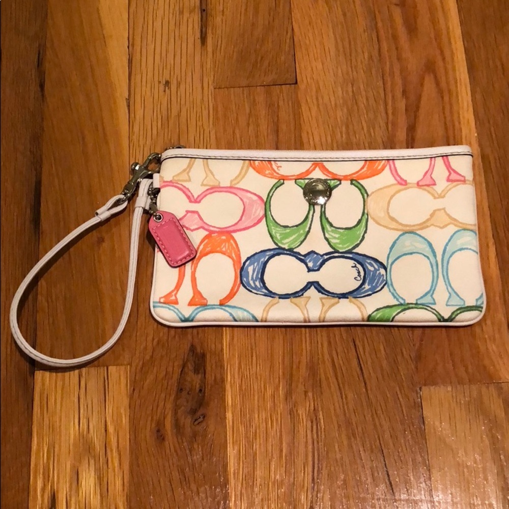 Coach scribble large wristlet